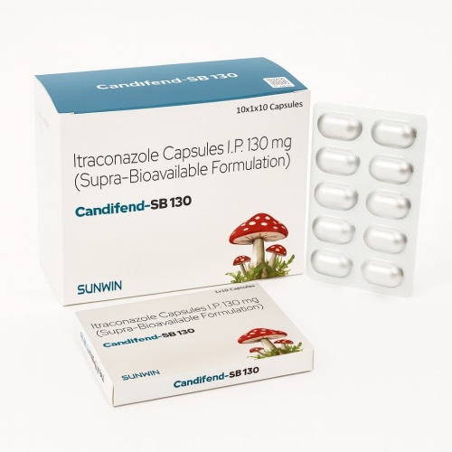Itraconazole 130 mg Supra Bioavailable PCD Pharma Franchise business opportunity with pharmaceutical products, healthcare distribution, and modern pharma packaging.